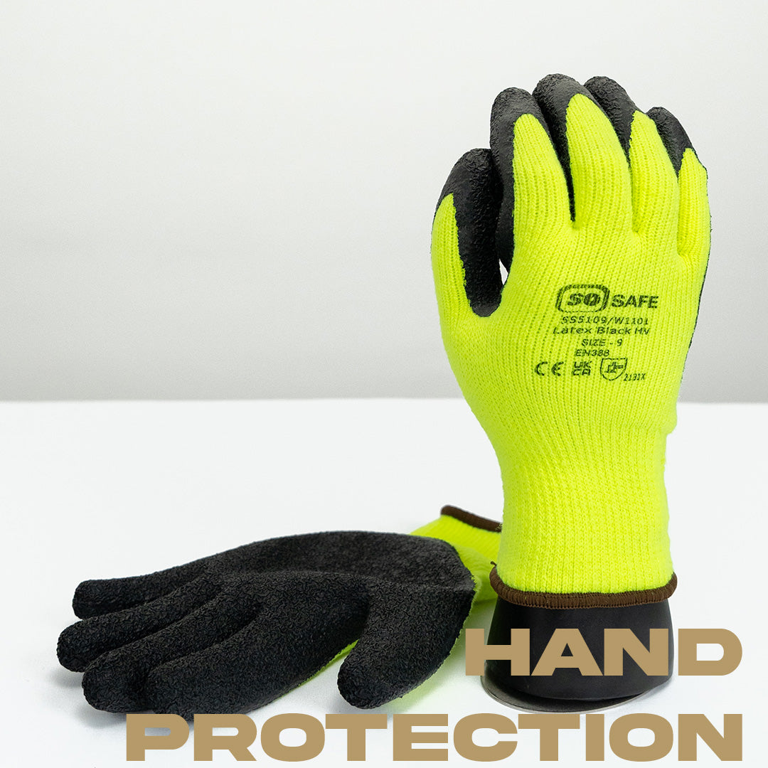 Close up up of hi vis work glove